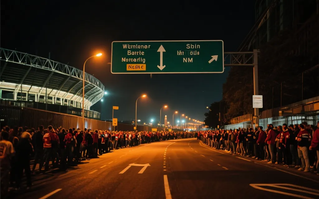 世界杯比赛日现场观赛动线与球迷氛围概念图